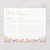 カラフルなボーホー ワイルドフラワー ガーデン ブライダル レシピ カード (正面)