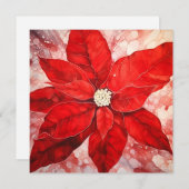 カラフルなポインセチアのホリデーグリーティングカード シーズンカード (正面/裏面)