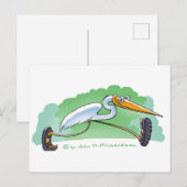 カラフルなポストカードにトロピカルな鳥がサンダルを履いている ポストカード (正面/裏面)