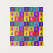 カラフルなポップアートのカニ模様 タペストリー (正面)