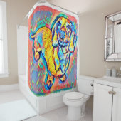 カラフルなポップアートのダックスフント シャワーカーテン (インサイチュ)