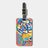 カラフルなポップアートのダックスフント ラゲッジタグ (正面縦)