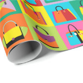 カラフルなポップアートのフェミニンなバッグの包装紙 ラッピングペーパー (ロールコーナー)