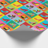 カラフルなポップアートのフェミニンな靴の包装紙 ラッピングペーパー (角)