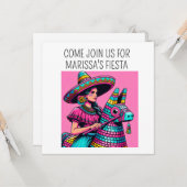 カラフルなポップアートの楽しいフェスティバル フィエスタ ピニャータ カード (正面/裏面インサイチュ)