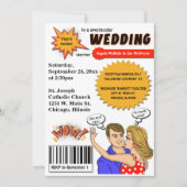 カラフルなポップアートの漫画本カバー結婚式の招待 招待状 (正面)