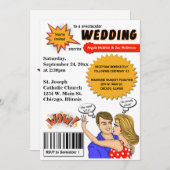 カラフルなポップアートの漫画本カバー結婚式の招待 招待状 (正面/裏面)