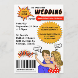 カラフルなポップアートの漫画本カバー結婚式の招待 招待状