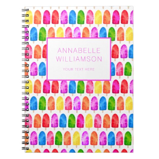 カラフルなポップシクルアイスロリー柄 ノートブック (正面)