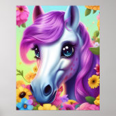 カラフルなポニーの馬の子供用壁ポスター ポスター (正面)