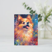 カラフルなポメラニアン ポストカード (スタンド正面)