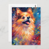 カラフルなポメラニアン ポストカード (正面/裏面)
