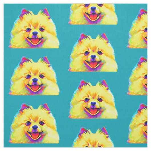 カラフルなポメラニア犬 ファブリック (見本)