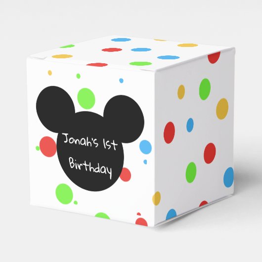 カラフルなマウスの子供の誕生日のパーティー フェイバーボックス (正面サイド)