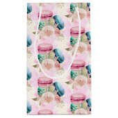 カラフルなマカロンと花の水彩模様 スモールペーパーバッグ (裏面)