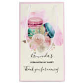 カラフルなマカロンと花の水彩画 サンクス スモールペーパーバッグ (裏面)