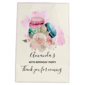 カラフルなマカロンと花の水彩画 サンクス ミディアムペーパーバッグ (裏面)