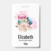 カラフルなマカロンと花の水彩画 バッジ (裏面)