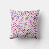 カラフルなマゼンタ、ピンク、パープルのドット クッション (裏面)