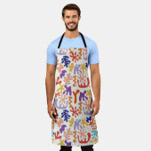 カラフルなマティスのパターン 抽象的な植物の形 エプロン (着用した状態)