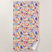 カラフルなマティス柄 抽象的な植物模様 ビーチタオル (正面)