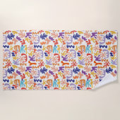 カラフルなマティス・パターン 抽象的な植物の形 ビーチタオル (正面)