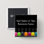 カラフルなマニキュアのボトル、ネイルサロン 缶バッジ (正面&裏面)