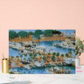 カラフルなマリーナの壁画 海岸の港のボート アクリルサイン (ウェディング)