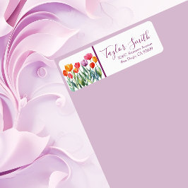 カラフルなマルチカラーのチューリップ 宛名ラベル ラベル