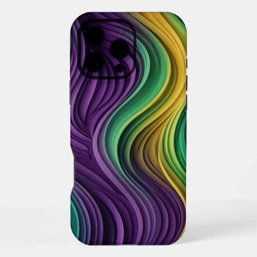 カラフルなマルディグラの波模様 iPhoneケース (裏面)
