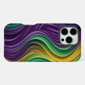 カラフルなマルディグラの波模様 iPhoneケース (裏面横)