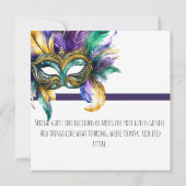 カラフルなマルディ・グラ・マスクとビーズのパーティー 招待状 (裏面)