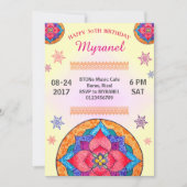 カラフルなマンダラの誕生日招待状 招待状 (正面)
