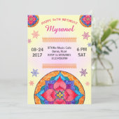カラフルなマンダラの誕生日招待状 招待状 (スタンド正面)