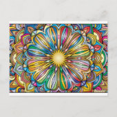 カラフルなマンダラ花 アブストラクト 幾何学模様 ポストカード (裏面)