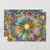 カラフルなマンダラ 花 アブストラクト 幾何学模様 ポストカード (正面/裏面)
