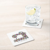 カラフルなミシンのキルトパターンコースター スクエアペーパーコースター (インサイチュ)