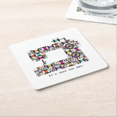 カラフルなミシンのキルトパターンコースター スクエアペーパーコースター (アングル)