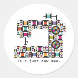 カラフルなミシンのキルトパターンステッカー ラウンドシール
