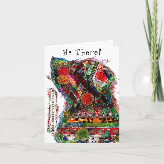 カラフルなミックスメディアポップアートの犬のグリーティングカード サンキューカード (正面)