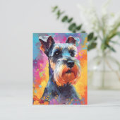 カラフルなミニチュア・シュナウザー ポストカード (スタンド正面)
