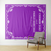 カラフルなメキシカンウェディングのPapel Picado タペストリー (インサイチュ(横))