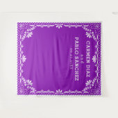 カラフルなメキシカンウェディングのPapel Picado タペストリー (正面(横))