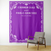 カラフルなメキシカンウェディングのPapel Picado タペストリー (インサイチュ)