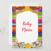 カラフルなメキシカンガール フローラルフィエスタ ベイビーシャワー 招待状 (裏面)