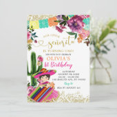 カラフルなメキシカンセニョリータの1歳誕生日 招待状 (スタンド正面)