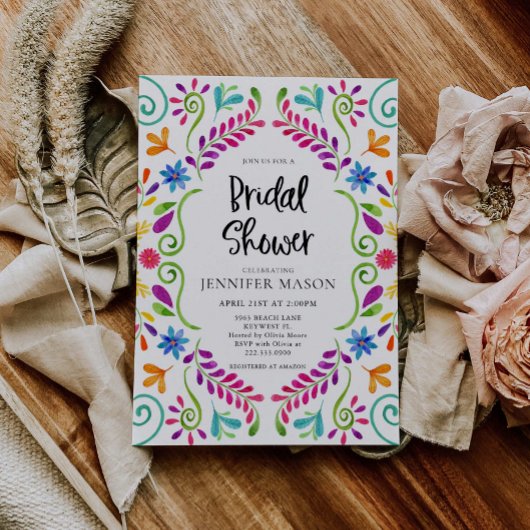 カラフルなメキシカンテーマ フィエスタ ブライダルシャワー 招待状