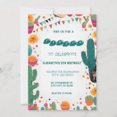 カラフルなメキシカンフィエスタバースデー 招待状 (正面)