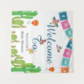 カラフルなメキシカンフィエスタ カクタス ベビーシャワー タペストリー (正面(横))