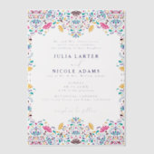 カラフルなメキシカンフィエスタ レインボー フォト ウェディング ベラム紙招待状 (正面)